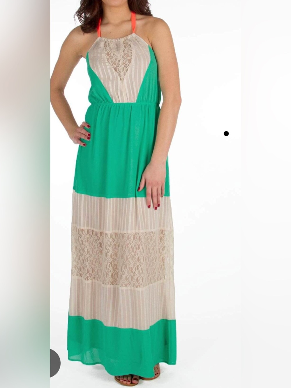 Flying Tomato Green and Cream Maxi Dress